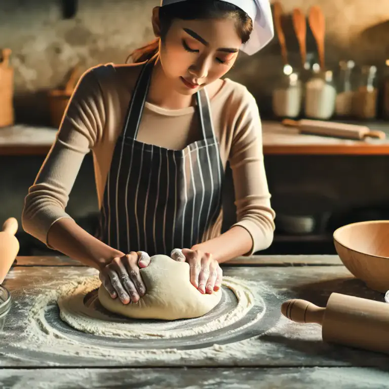 Visual representation of "impasto" - A type of dough used to make pizza or flatbreads, particularly in Italian cooking.