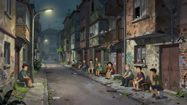 Visual representation of "ghetto" - A poor part of a city where people of the same race or background live