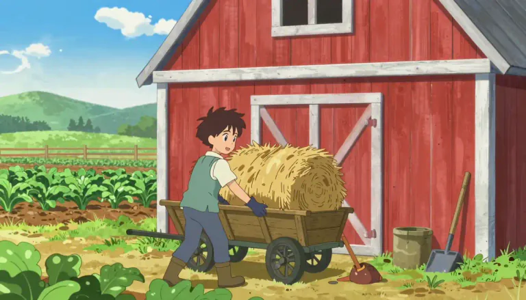 Visual representation of "farmhand" - A person who helps out or works on a farm.