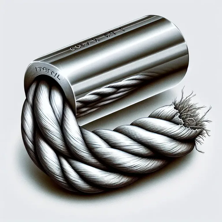 Visual representation of "thimble" - A metal or plastic tube fixed on the end of a rope to stop it from fraying.