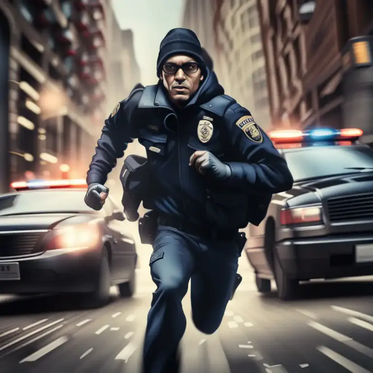 Visual representation of "give chase" - To follow or chase someone or something quickly in order to catch them