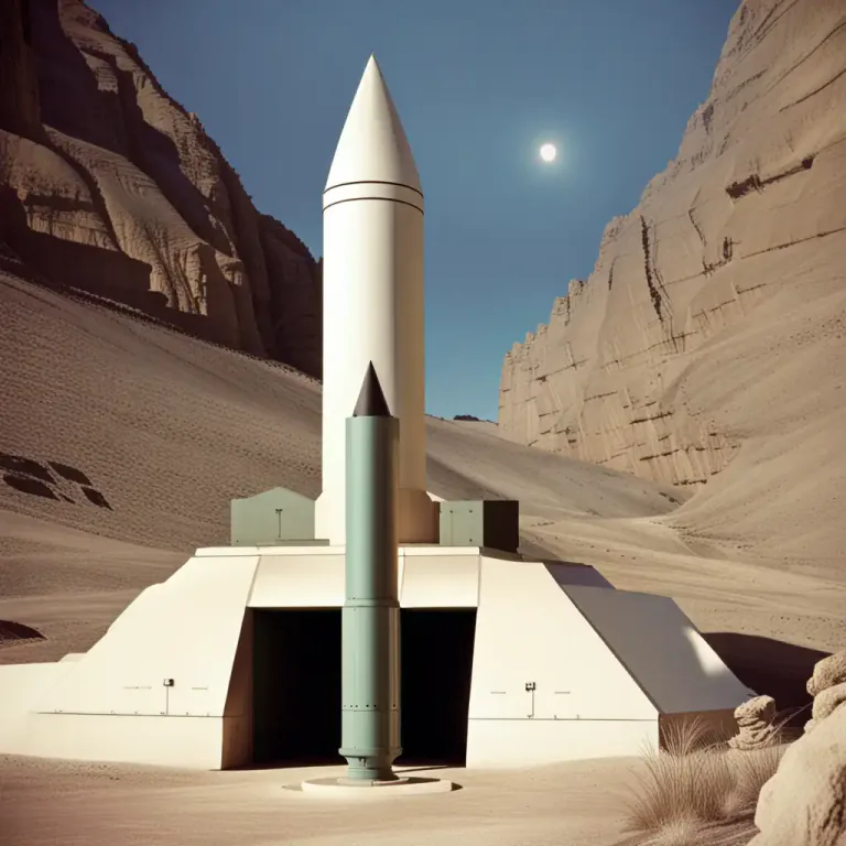 Visual representation of "silo" - An underground facility made to hold and launch missiles.