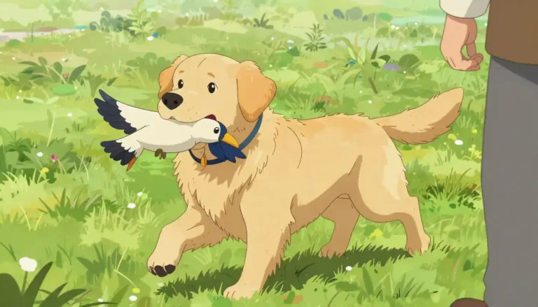 Visual representation of "retriever" - A breed of dog that loves to fetch and return items, often used for hunting birds.