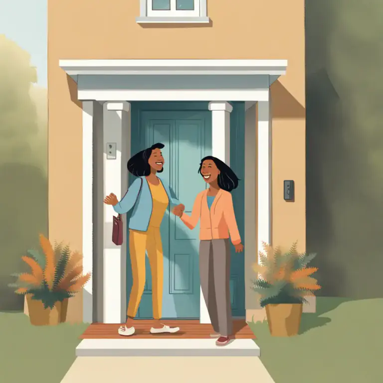 Visual representation of "come round" - to visit someone at their place