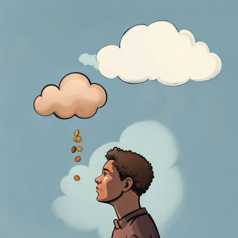 Visual representation of "a penny for your thoughts" - A way of asking what someone is thinking