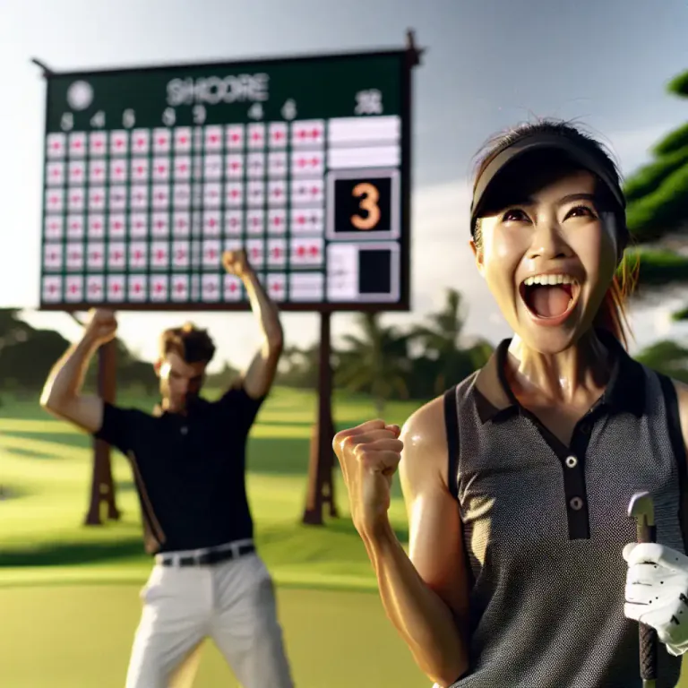 Visual representation of "widow" - A golf stroke made by a player who is three strokes behind.