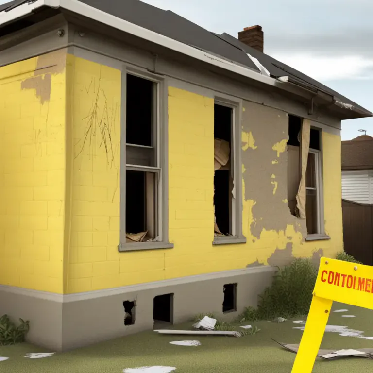 Visual representation of "condemn" - To state that a building is too damaged or decayed to be used