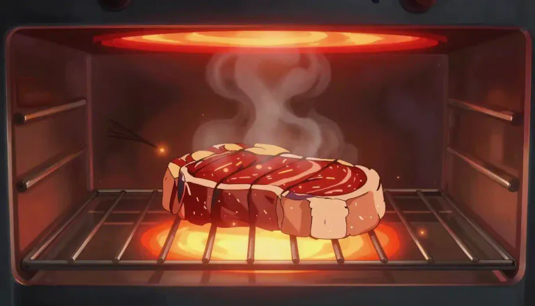 Visual representation of "broil" - To cook food by direct heat, usually in an oven.