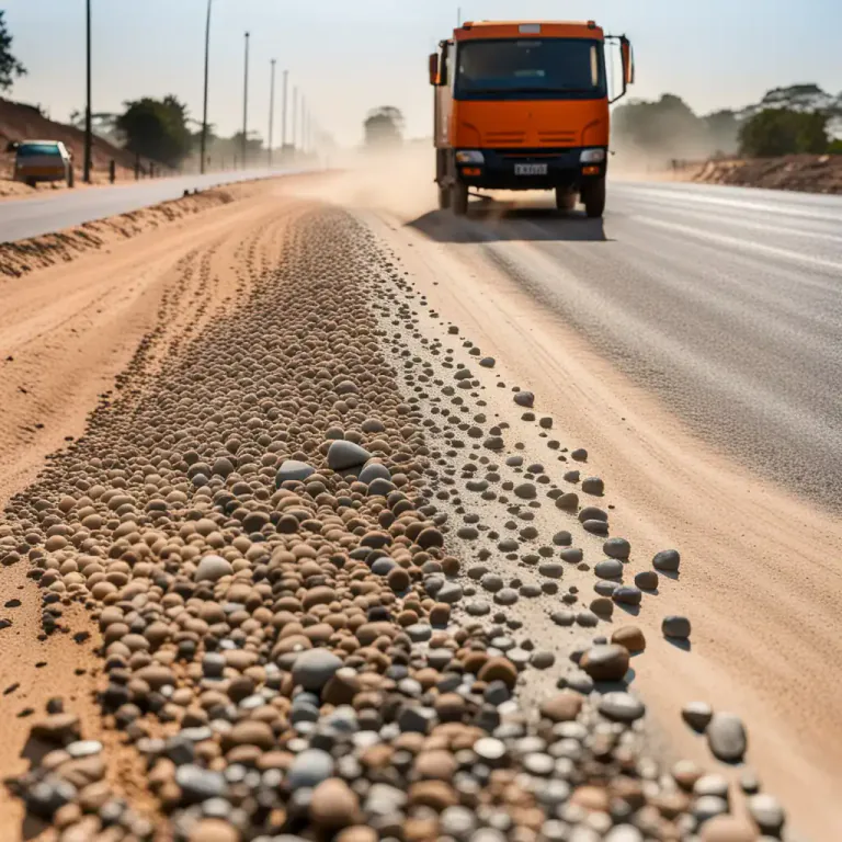 Visual representation of "gravelled" - To put gravel on something.