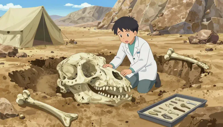 Visual representation of "palaeontology" - The study of fossils to learn about life in the past