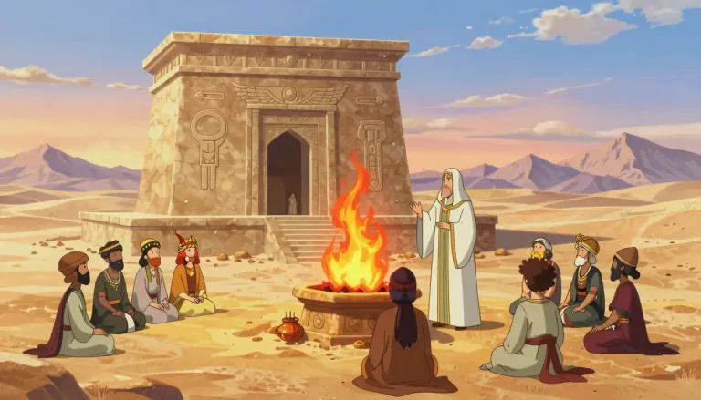 Visual representation of "zoroastrianism" - An ancient Iranian religion focused on the teachings of Prophet Zoroaster.