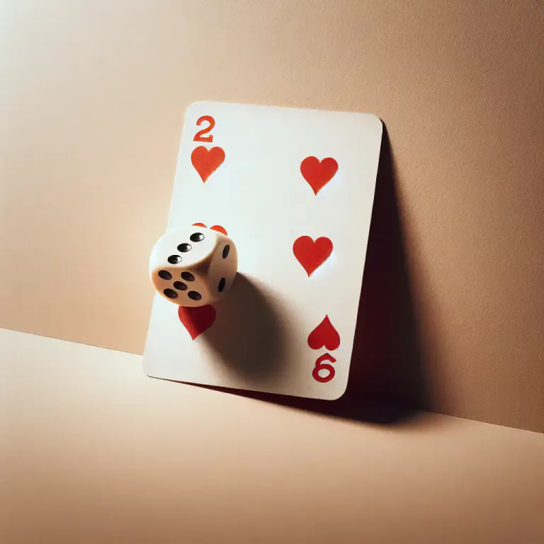 Visual representation of "two" - A card with two spots or the side of a die with two spots