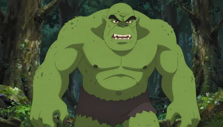 Visual representation of "ogre" - A large, frightening monster in stories, often eating humans.