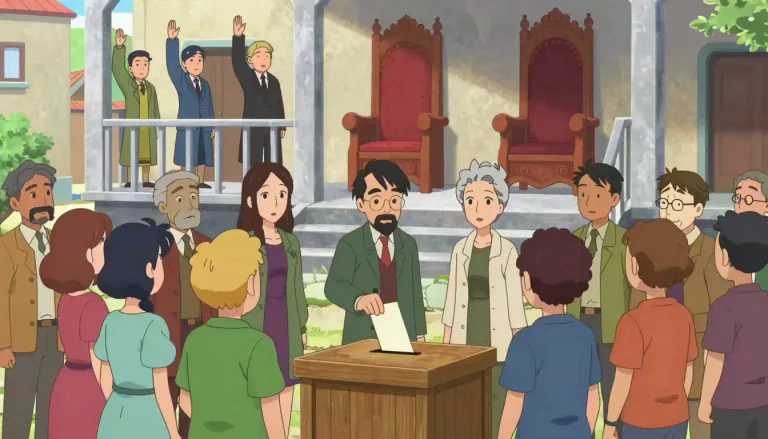 Visual representation of "republic" - A form of government where the country's people elect its leaders, instead of a king or queen ruling the country.