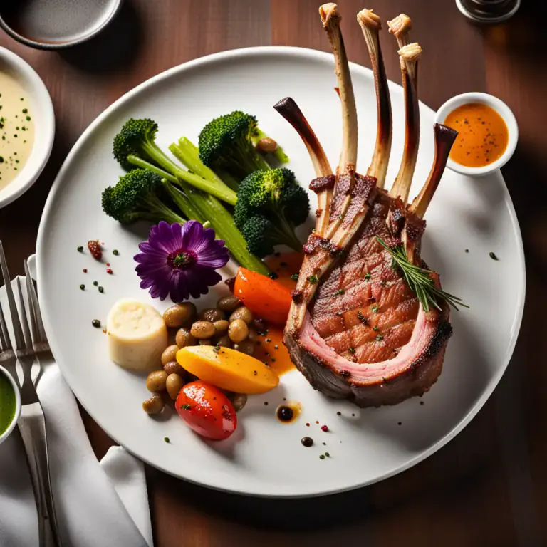 Visual representation of "rack" - The ribs and the meat from the torso of an animal, usually lamb or pork.