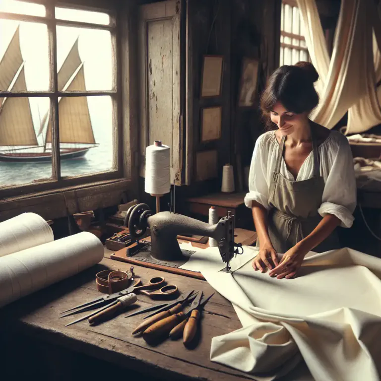 Visual representation of "sailmaker" - A person or company that makes, repairs, or sells sails for boats or ships.