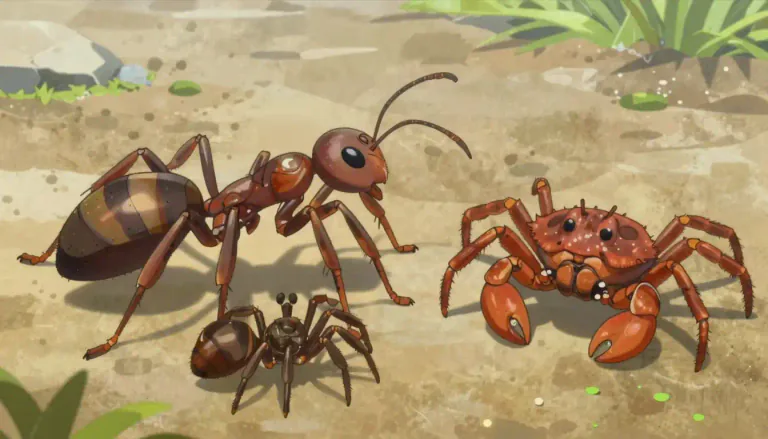 Visual representation of "arthropod" - A type of animal that has a hard outside body, like insects, spiders, and crabs.
