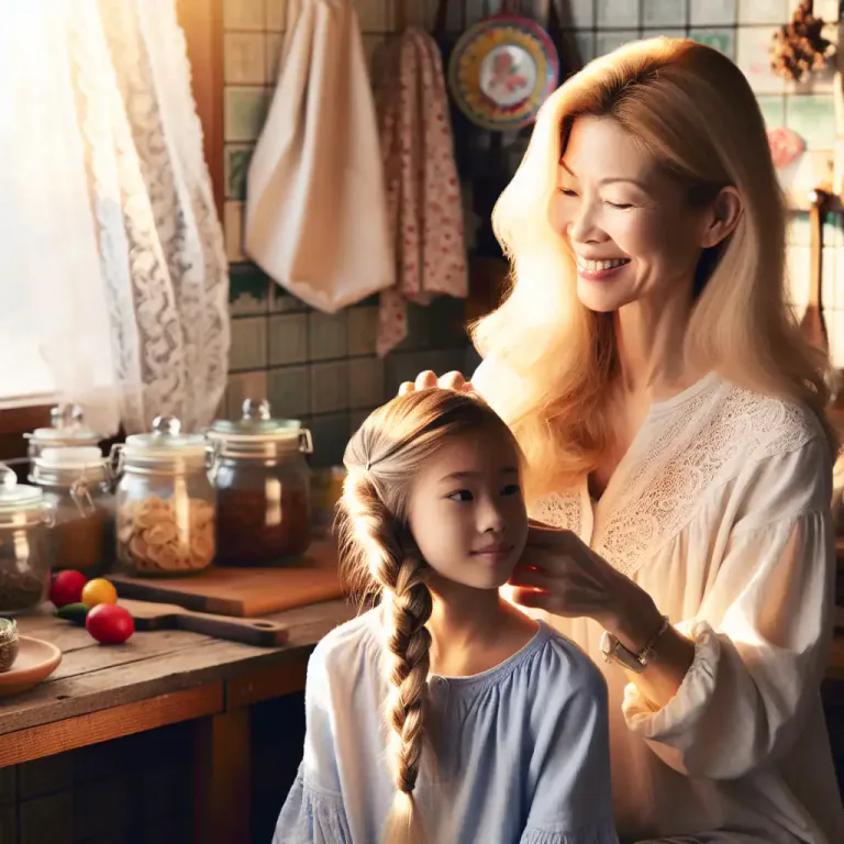 Visual representation of "plait" - To form or make something, especially hair, by dividing it into three parts and twisting them together.