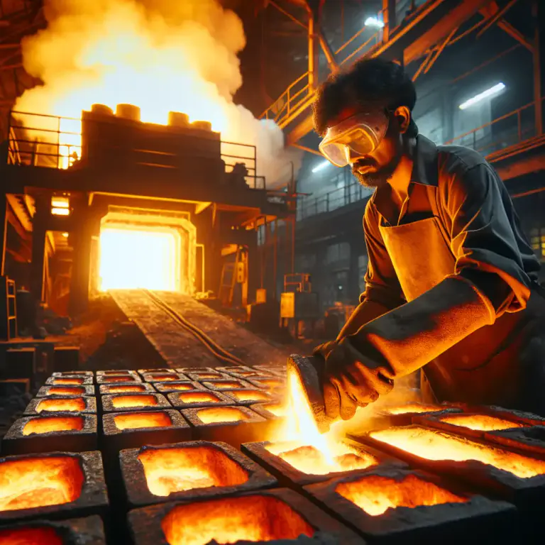 Visual representation of "found" - To melt and pour (metal) into a mold.