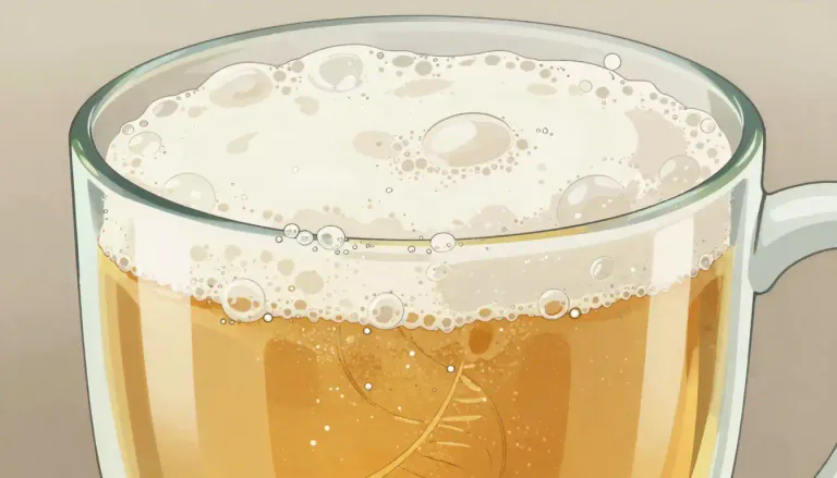 Visual representation of "froth" - Small white bubbles produced by liquid when stirred or shaken.