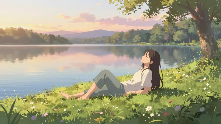 Visual representation of "halcyon" - Calm and peaceful, with no troubles.