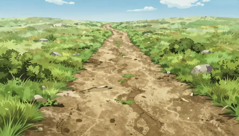 Visual representation of "trackway" - A route or path formed by the repeated passage of animals or humans.