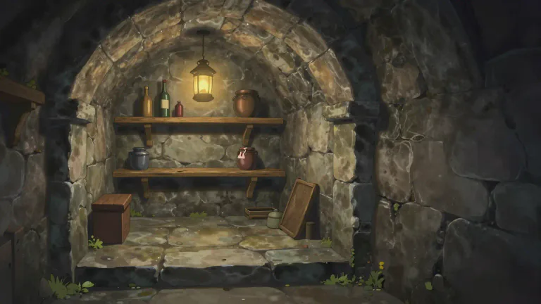 Visual representation of "cellar" - A room below ground level in a house, often used for storing things.