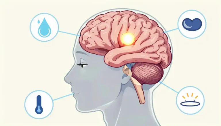 Visual representation of "hypothalamic" - Relating to the hypothalamus, which is a small region of the brain that controls many automatic functions of the body.