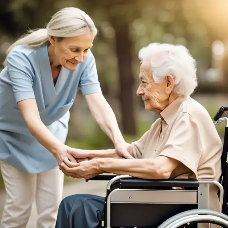 Visual representation of "caring" - The work or practice of looking after those unable to care for themselves, especially due to illness or age