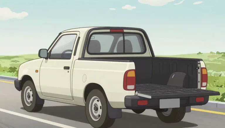 Visual representation of "pickup" - A small truck that has an open back with low sides which can carry things.