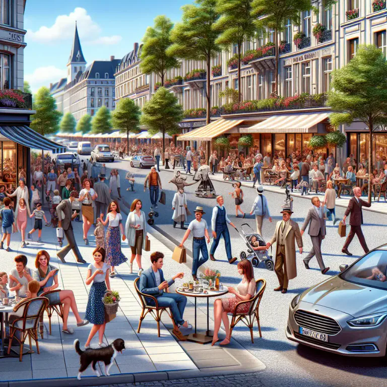 Visual representation of "hustle" - Busy and noisy activity.