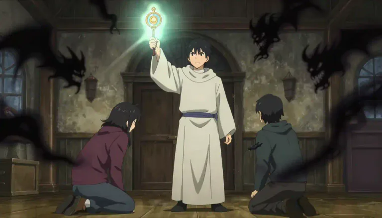 Visual representation of "exorcist" - A person who drives out evil spirits or demons from a person or place.