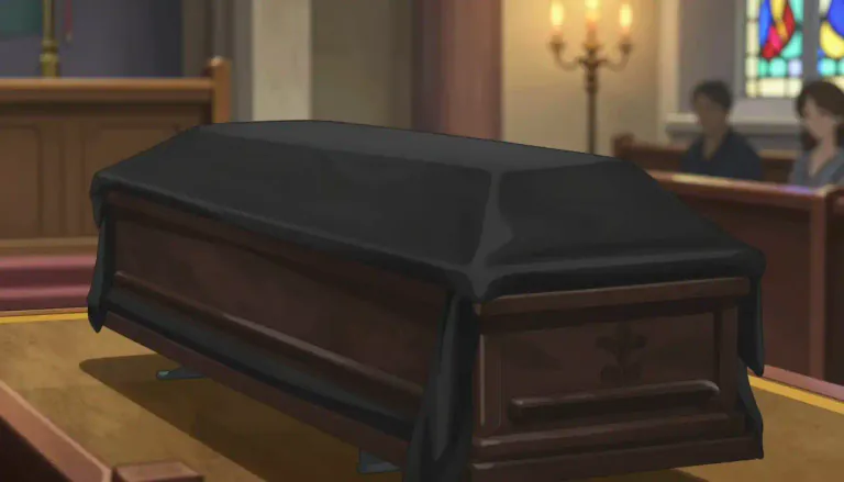 Visual representation of "pall" - A cloth that is spread over a coffin, hearse, or tomb.