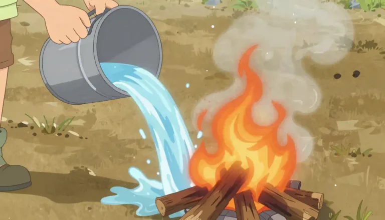 Visual representation of "douse" - To pour a large amount of liquid over something or someone