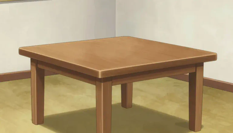 Visual representation of "table" - A piece of furniture with a flat top and one or more legs.