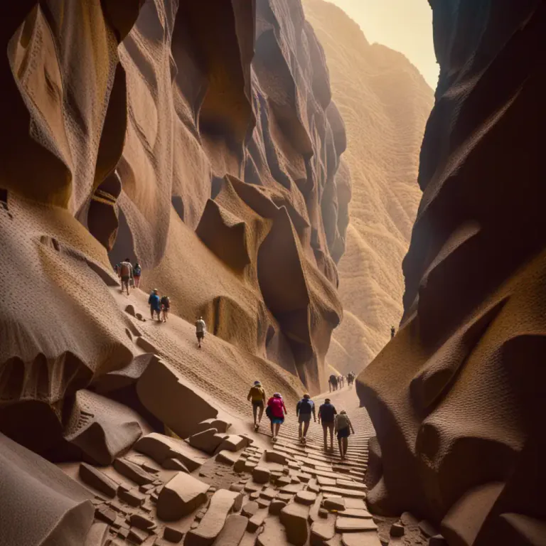 Visual representation of "gut" - A long, narrow passage in a mountain or hill.
