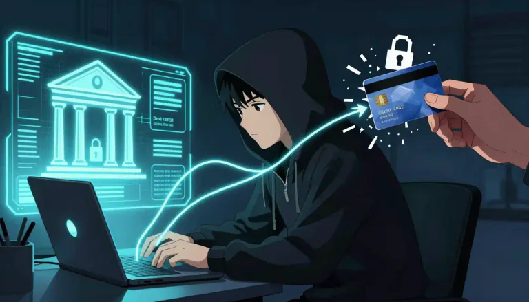 Visual representation of "cybercrime" - This is when someone commits a crime using computers, the internet or other digital networks