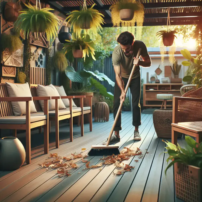 Visual representation of "broom" - To clean or sweep with a broom.