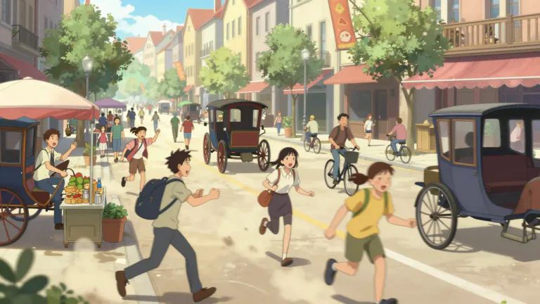 Visual representation of "bustle" - A lot of noisy activity or movement