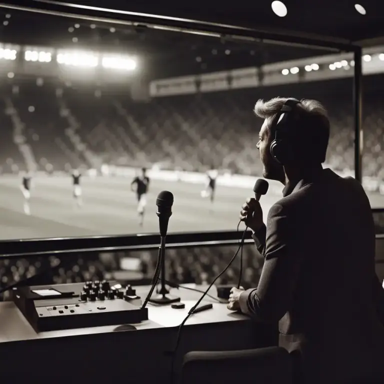 Visual representation of "commentary" - Spoken or written discussion about a particular event or situation in real time, often on television or radio.