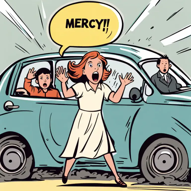 Visual representation of "mercy" - An expression of surprise or fear