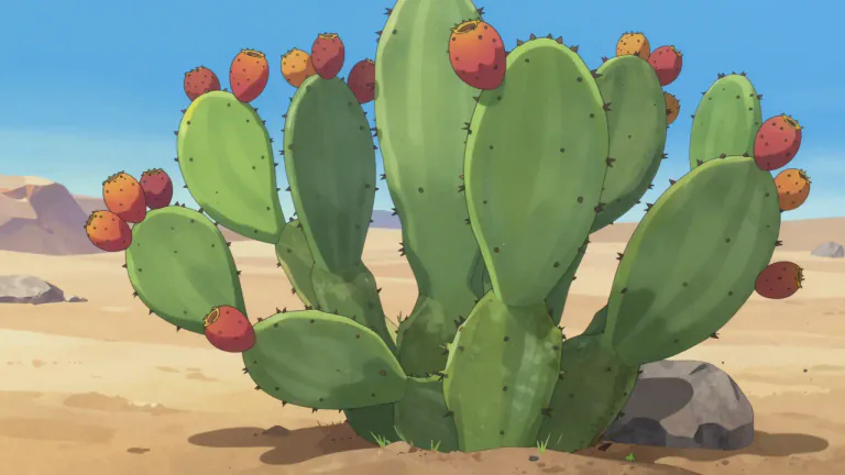 Visual representation of "tuna" - A type of cactus native to the Americas, also known as prickly pear.
