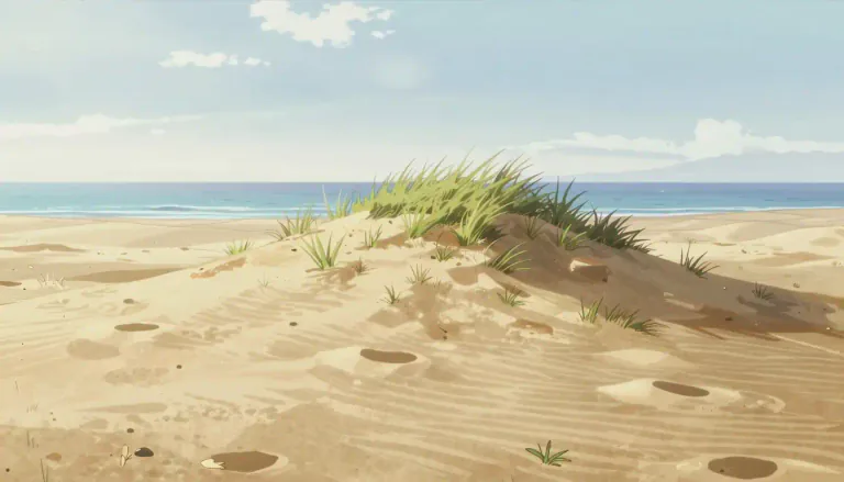 Visual representation of "sandhill" - A small hill or mound made of sand, often found in coastal or desert areas.