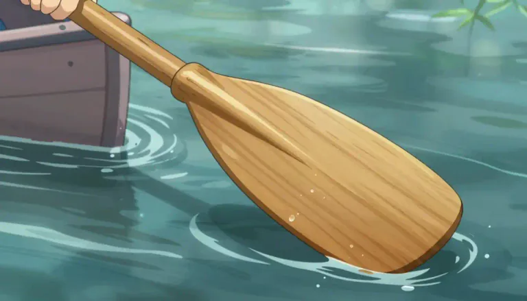 Visual representation of "paddle" - A flat piece of wood, plastic or metal used to move a boat in water.