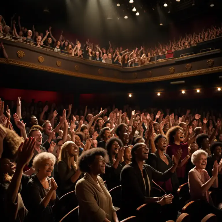 Visual representation of "gallery" - The audience in a theatre.