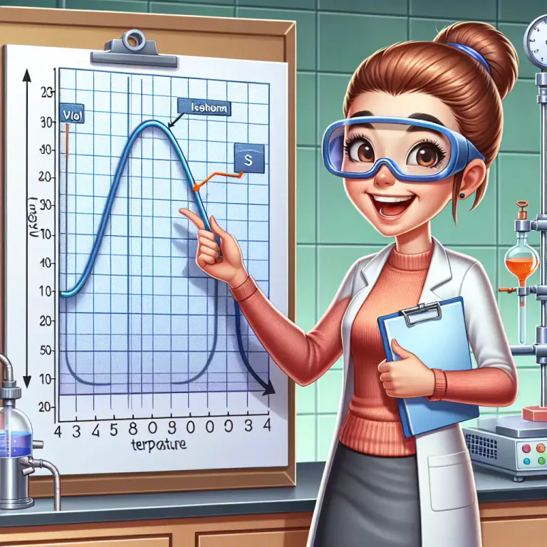 Visual representation of "isotherm" - A line on a graph showing how the volume of gas changes with temperature, with pressure staying the same.