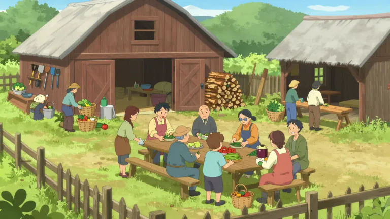 Visual representation of "communal" - Relating to a commune where property and resources are owned commonly.