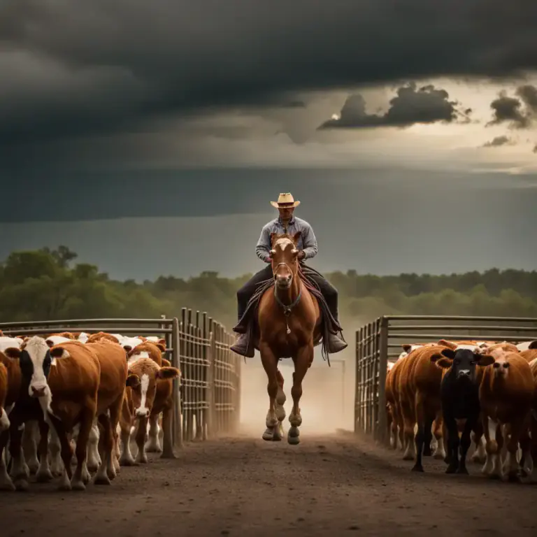 Visual representation of "corral" - To gather and put into a corral.