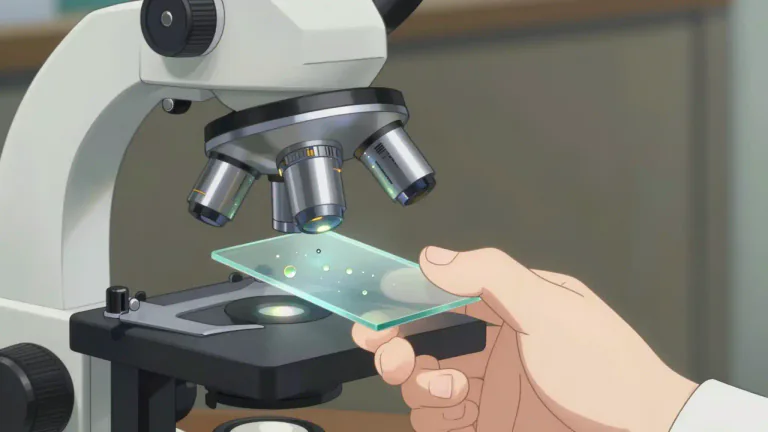Visual representation of "microscopically" - In a way that's so small, you'd need a microscope to see it.