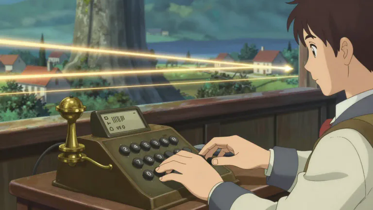 Visual representation of "telegraphy" - The system of sending messages or information over long distances using wires or radio signals.